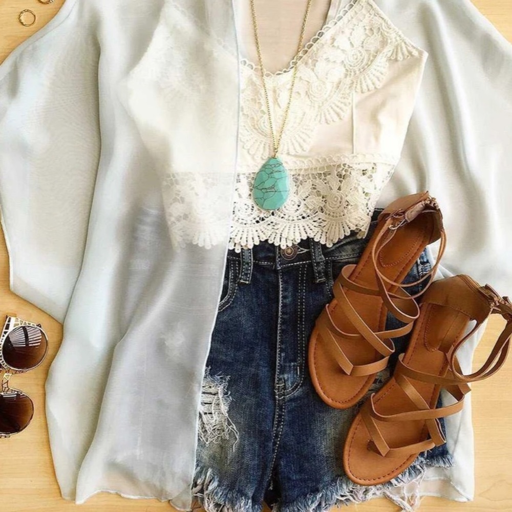 Lightweight Blue Kimono / Swim Cover-Up